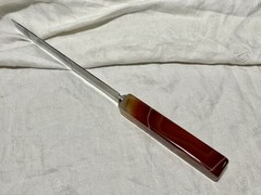 12-3/4” Long Wedding Cake Knife w Banded Carnelian Agate Handle Red/Orange