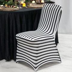 10 pcs Black and White Striped Spandex Stretchable CHAIR COVERS Wedding Supplies