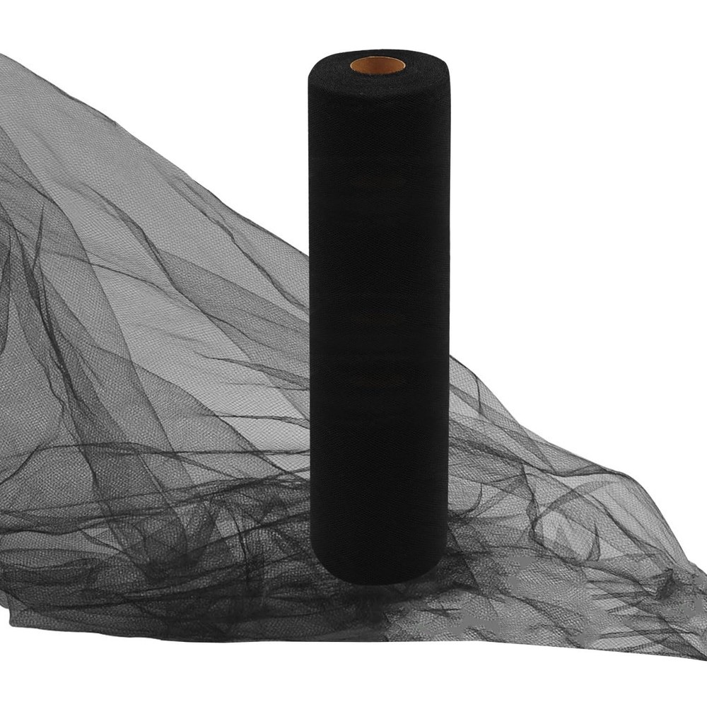 Black Tulle Fabric Rolls 54 Inch by 10 Yards Fabric Tulle Bolt for Wedding Hallo