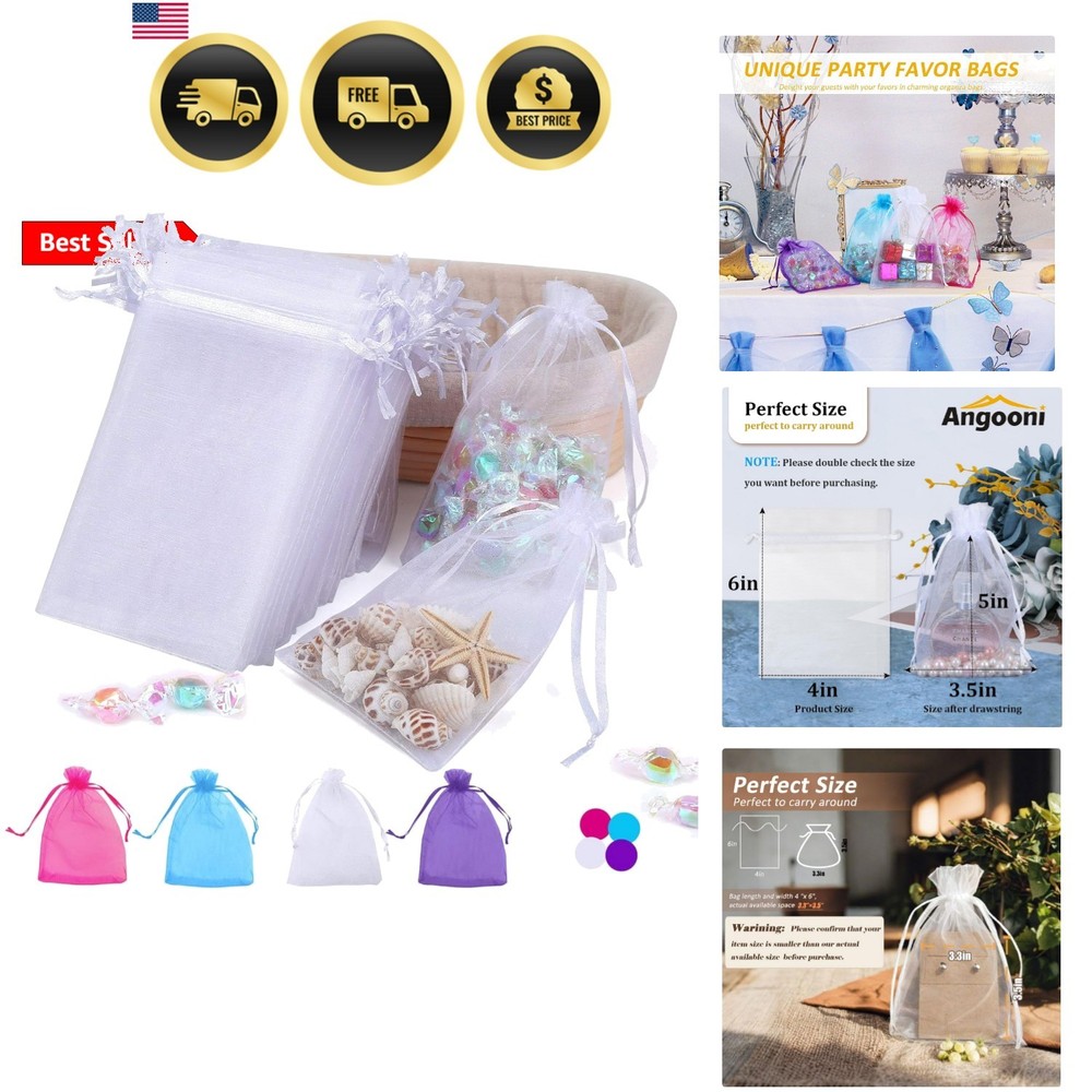100PCS 4×6 Inch Organza Gift Bags for Jewelry Party Wedding Favor, Sheer Gif…