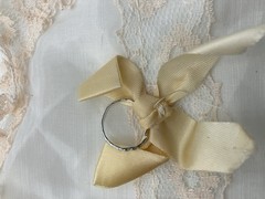 VTG 1950’s Set Of 2 Wedding Or Server Aprons Lace White And Apricot Colors MCM