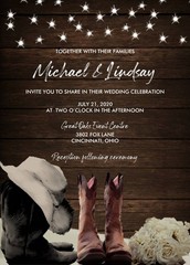 Personalized Boots & Roses Wedding Invitations Digital or Printed (Price for 50)