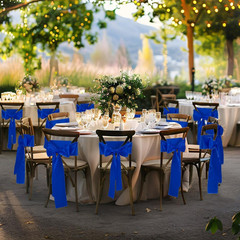 10 Pcs Royal Blue Satin Chair Sashes Bows Universal Chair Cover for Wedding Rece
