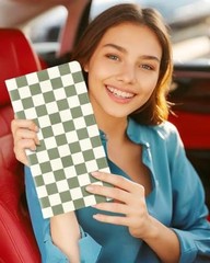 Car Registration and Insurance Holder with Coasters – Vehicle Green Checkered