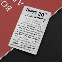 TANWIH Happy 20th Wedding Anniversary Card Gifts for Him Husband, 20 Year Ann…