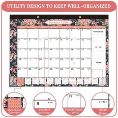 Lateefah Desk Calendar 2025, Large 12» x 17» Desk Calendar 2025-2026, 18 Mo…