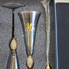 Wedding 4-Piece Set: Mr & Mrs Champagne Flutes, Cake Knife & Server