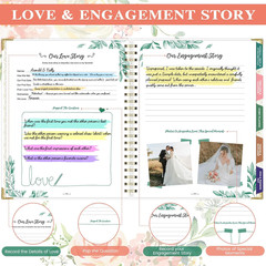 Floral Wedding Planner Book with Organizer, 5 Tabs, Hardcover, 9″ X 11.9