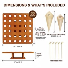 Relaxing Garden 36 Slot Wooden Cone Holder Stand 100 100 Picks 13 X 13 Cone