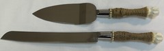 Studio His & Hers Wedding Cake Serving Utensil Set Stainless Steel w/Pearls NEW!
