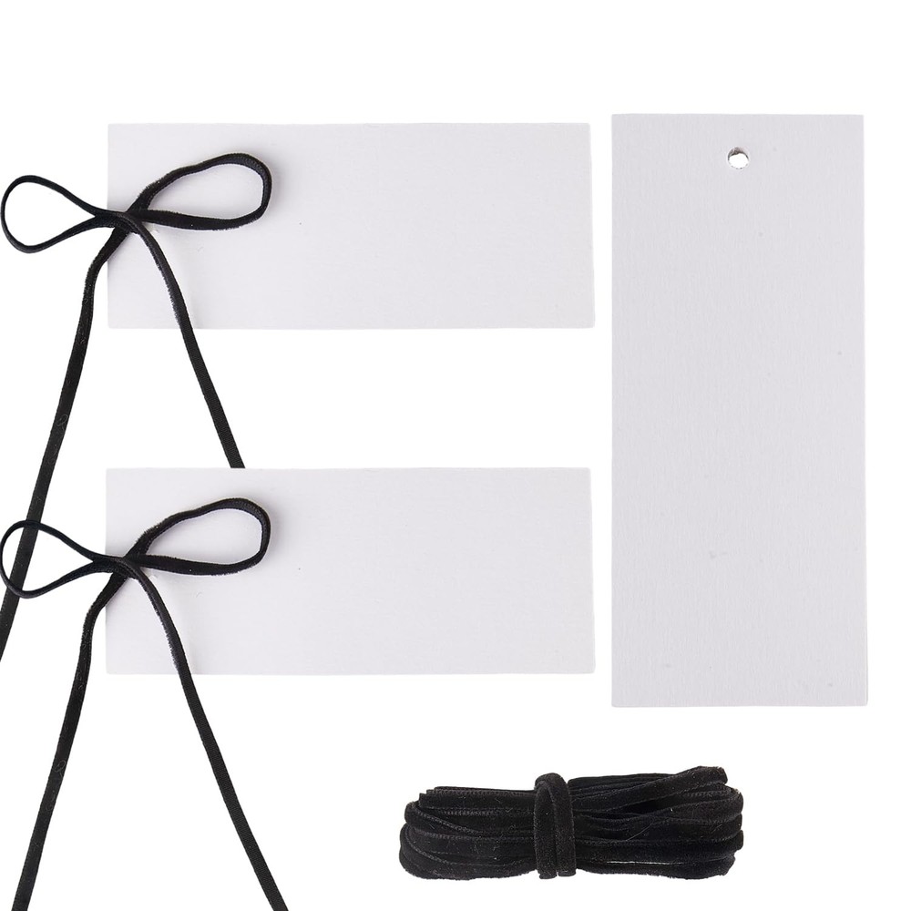 50 Name Cards Table Setting Black Place Cards Velvet Ribbon 4.13″X1.77″