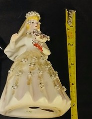 Vintage Unique Faux Pearl Embellishment Bride Groom Lefton Wedding Cake Topper