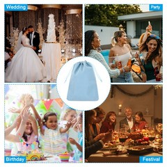 8Pcs Velvet Gift Bags 7 x 9″ Velvet Drawstring Jewelry Pouches Light Blue