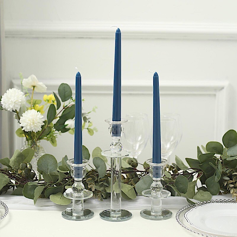 24 Navy Blue Premium 10″ Taper Candles Unscented Dinner Party Wedding
