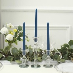 24 Navy Blue Premium 10″ Taper Candles Unscented Dinner Party Wedding