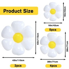 YUJUN 11PCS Daisy 43×43 inches, 28×28 16×16 White