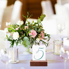 3 In. X 0.8 In. Walnut Pedestal Wood Place Card Holder Set of 12 Pcs Number Stan