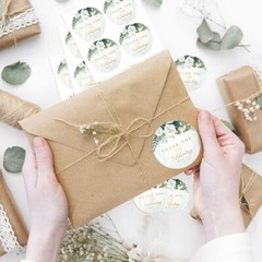 White Floral Thank You for Celebrating with us Stickers | 2 inch | Gold Foil |