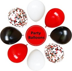 Red and Black Balloons, 50Pcs Red Latex Balloons 12In Black Red Black and White