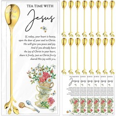 50 Sets Christian Tea Party Favors – Jesus Teaspoons & Prayer Cards, 6.5″ Gold C