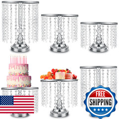 Bokon 6 Pcs Crystal Cake Stand Round Dessert Cupcake Holder Metal Stand Table