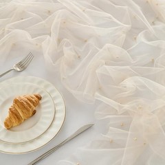 1 Pack Pearl Table Runner -10FT Boho Tulle Table 10FT*1PC Champagne Gold