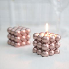 2 ROSE GOLD Bubble Cube Unscented Paraffin Wax CANDLES Wedding Centerpieces