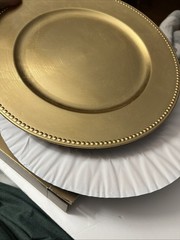 Premium Quality Gold Color Chargers 4 Pcs-13in (33 Cm) To A Pack , New Old Stock