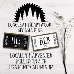 His Side Her Side Couples Sign Set – Rustic Wood & Metal Handmade Gift for Co…