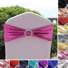 40 Metallic Spandex Chair Sashes with Silver Buckles Party Wedding Decorations