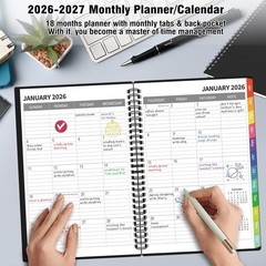 Monthly Planner 2026-2027(7.6» x 10»), 18 Months Agenda Calendar Planner wi…