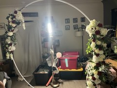 Circle Wedding Backdrop Arch Floral Garland White Burgundy Green Artificial