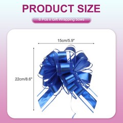 6 Pcs Large Pull Bow Gift Wrapping, 9 Inch Ribbon Organza Dark Blue Bows