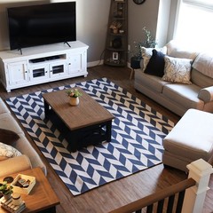 Geometric Affinity Indoor Area Rug – Steel Blue – 8 ft x 10 ft by Sunnydaze