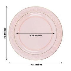 30 BLUSH 7.5″ Round Salad PLATES Hammered GOLD Trim Party Wedding Supplies