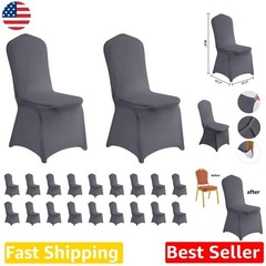 Gray Spandex Chair Covers 20pc – Flexible Banquet Wedding Party Slipcovers