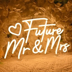 SYLHOME Future Mr & Mrs Led Neon Light Sign Wedding Wall Decor Sign Banner