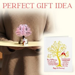 45th Wedding Anniversary Pop-Up Card – 3D Cherry Blossom Tree with Couple