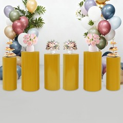 6Pcs Cylinder Pedestal Stands, Metal Display Stands For Wedding Birthday Decor