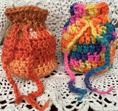 2 Crochet Drawstring Bags Wedding Party Favor Pouch Jewelry Gift Coin Dice Bags