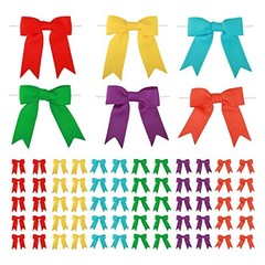 3 Inch Grosgrain Ribbon Twist Tie Bow 60 Pcs Assorted Pretied Premade Rainbow