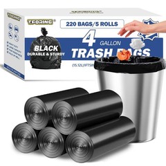 Small Trash Bags 4 Gallon – 0.94 Mil Thick 220 Count Heany Duty 15 Liters Bla…