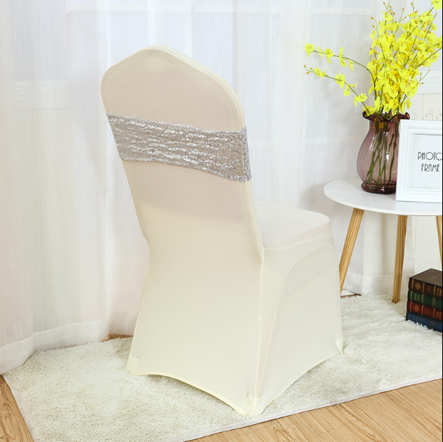 silver glitter sequin chair bands sashes ties bow ribbon wedding birthday decor