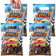 50 Pieces Monster Truck Party Favor Bags Racing Car Candy Goody Treat Plastic