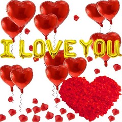 I Love You Balloons 16 inches, 10 18 Shiny Gold, Vibrant Red