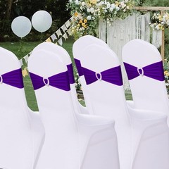Pack of 30 Spandex Chair Sashes Bows Stretch Chair Cover Band with Buckle Sli…