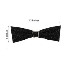 10 Black Glittered Spandex CHAIR SASHES Wedding Ceremony Reception Decorations