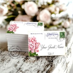 VINTAGE STYLE HYDRANGEA POSTCARD WEDDING PLACE CARDS, TAGS or ESCORT CARDS #540