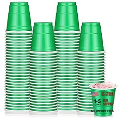 100 Pack 2 oz Plastic Shot Cups – Mini Disposable Glasses – Green