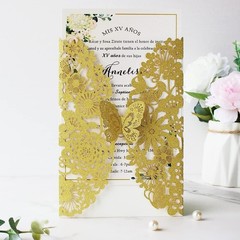 Elegant Gold Glitter Butterfly Wedding Invite Set – 50 Count
